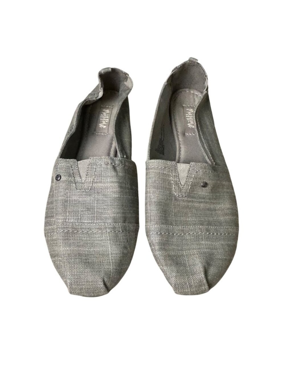 Mad Love Gray Slip-On Flats Shoes Women's Size 10 Casual Canvas Loafers Beach